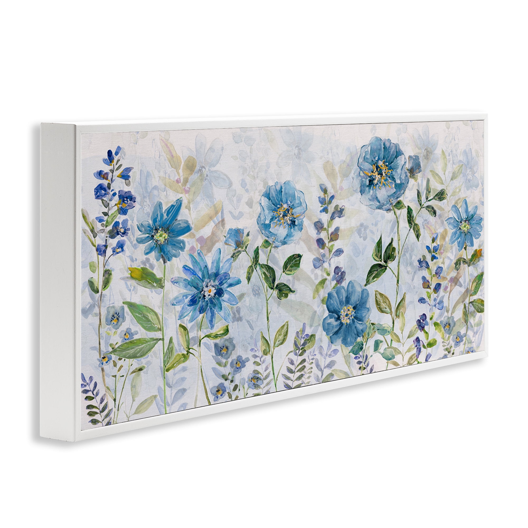 Stupell Industries Wild Blue Poppies Botanical & Floral Painting White Framed Art Print Wall Art, 24 x 10