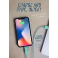 thumbnail image 5 of Smartish 3-in-1 Universal Fast Fabric Wrapped 6 ft Charging Cable - Crown Joule [Micro USB w/Lightning & USB-C Adapters] Apple MFi Certified for iPhone, iPad, Airpods & Android Phones - Teal Me More, 5 of 5