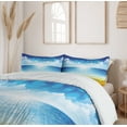 thumbnail image 6 of Ambesonne Graphic Beach Duvet Cover Set, Sea Horizon Coast, 2-Calking, Persian Blue Orange, 6 of 7
