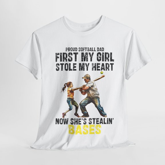 Softball Dad Stole My Heart Stealing Bases Fathers Day Shirt ID-0517-RK9M