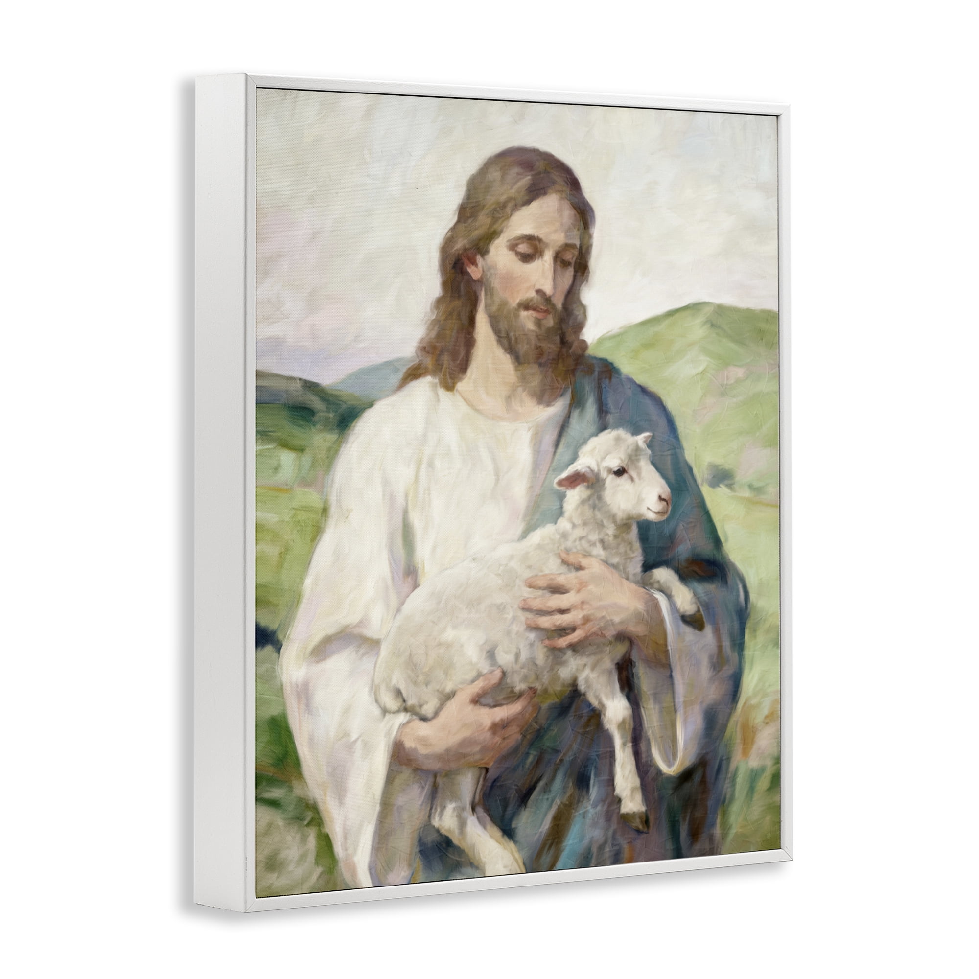 Stupell Industries Little Lamb & Spiritual Figure White Framed Giclee Art, design by Kim Allen