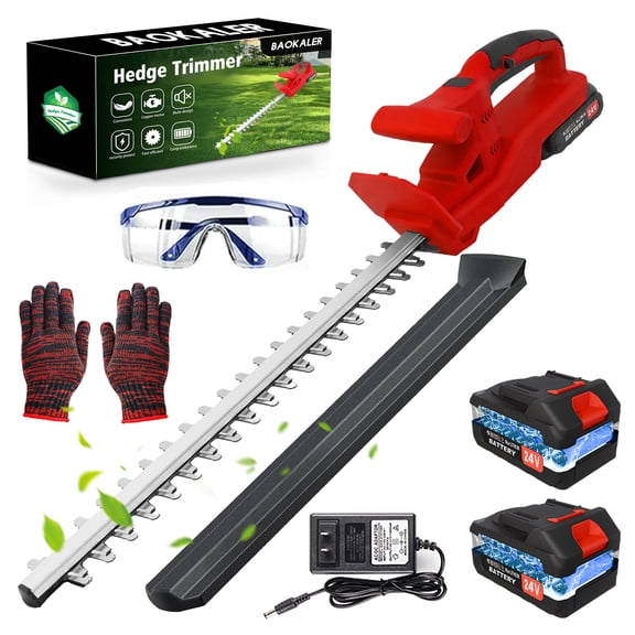 Cordless Electric Hedge Trimmer 24V, 20" Double Blade Hedge Clipper with Fast Charging, Lightweight Ergonomic Garden Trimming Tool