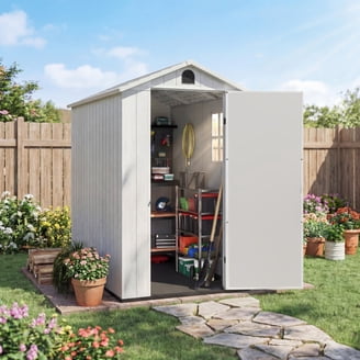Patiowell 6'x6' Resin Storage Shed, Lockable, All-Weather Outdoor