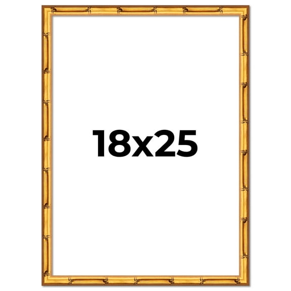 18x25 Frame Gold Bamboo Solid Wood Picture Frame | 0.75 Inch Moulding Width | Interior Frame Depth