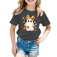 thumbnail image 2 of Xyant Halloween Shirts Girls Short Sleeve Boo Shirt Kids Toddler Pumpkin/Ghost T Shirts Cute Retro Tee Tops Halloween Tshirts Girls,Size 2-14 Years, 2 of 7