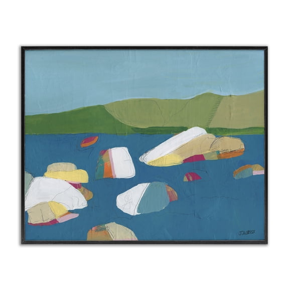 Stupell Industries Modern Modern Ocean Rocks Black Framed Giclee Art, 14 x 11, by Jan Weiss