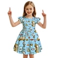 thumbnail image 6 of FYDUU Back To School Dress for Girls Cute Print Short Sleeve Dress Summer Dresses Casual A-Line Sundress First Day of School Outfit for Kids 3-4 Years, 6 of 7