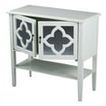 thumbnail image 2 of 32" X 14" X 30" Antique White MDF Wood Mirrored Glass Console Cabinet with Doors and a Shelf, 2 of 2