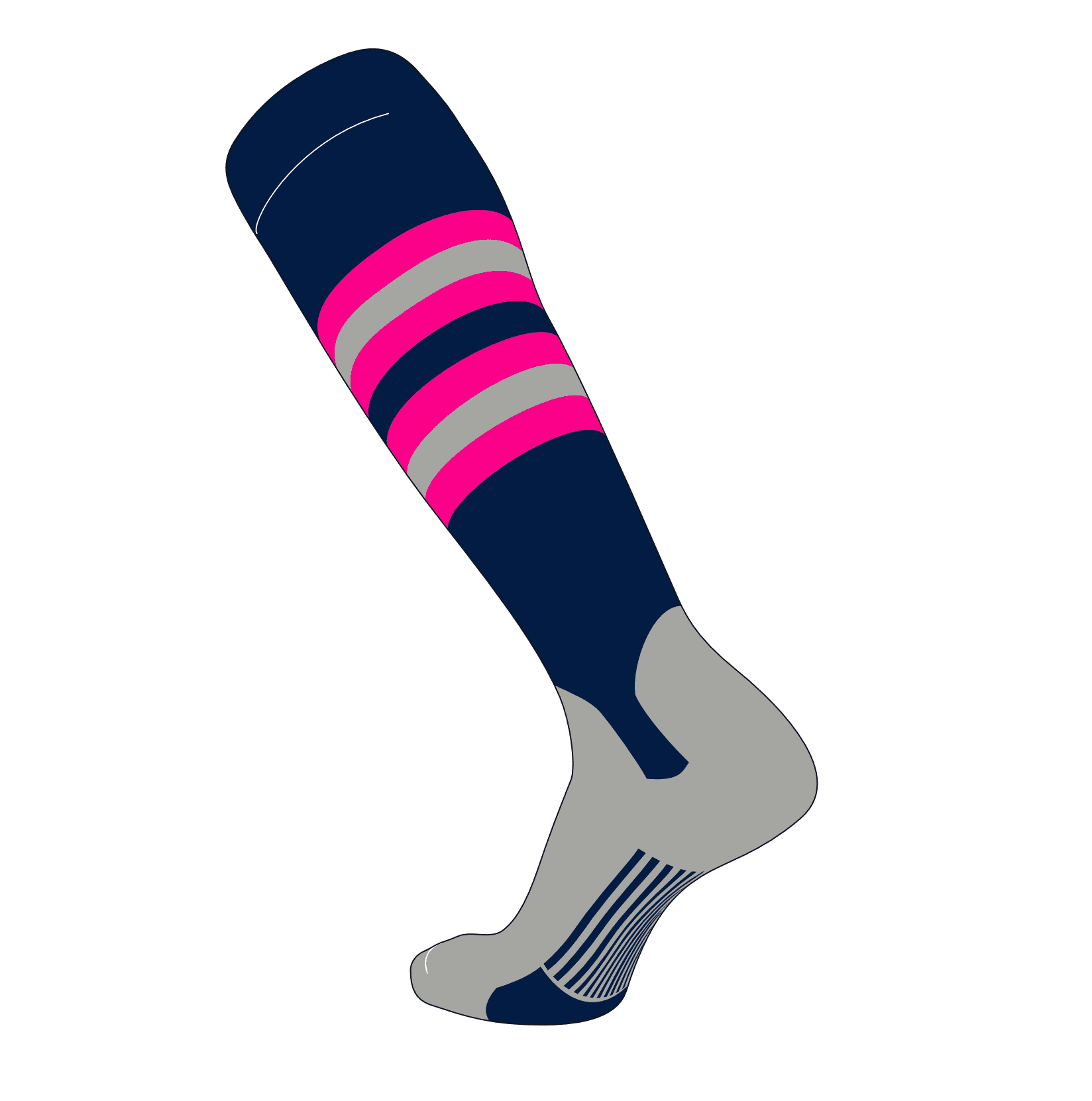 TCK Elite Baseball Knee High Stirrup Socks (I, 5in) Navy, Hot Pink