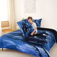 thumbnail image 4 of Manfei Classic Train Queen Comforter Set,Snowy Mountain Comforter Sets Queen,Blue,Black Reversible,3-Piece,1 Comforter and 2 Pillowcases, 4 of 7