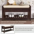 thumbnail image 4 of Shoe Rack Storage Bench With Cushioned Seat & 2 Sliding Drawers, Multipurpose Entryway Hallway Bench (Espresso), 4 of 8