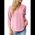 thumbnail image 2 of Blusas Elegantes e Informales para Mujer, Camisetas de 3/4 con Cuello en V y Mangas Enrollables. Rosa M, 2 of 10