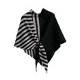 thumbnail image 1 of Chal de rayas de poliéster para mujer, cárdigan de moda para vestidos de clima frío negro gris, 1 of 5