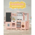 thumbnail image 2 of Pirecart Kids Corner Play Kitchen Set, Wooden Toddler Kitchen Toy with Lights & Sounds, Sink, Faucet, Ice Maker and Washing Machine, 6Psc Cooking Accessories, Pink, 2 of 9