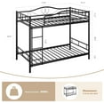 thumbnail image 2 of Metal Bunk Bed Twin Over Twin, Bunkbeds Frame with Safety Guard Rails, Steel Bed for School, Bedroom Space-Saving, Black, 2 of 7