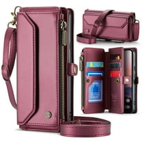 ShieldPlus Wallet Case for Google Pixel 9 / Pixel 9 Pro (2024), RFID Blocking Wallet Case Crossbody for Women Men,PU Leather Magnetic Flip Zipper Strap Phone Case for Pixel 9 / 9 Pro 6.3 Inch,Winered