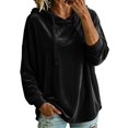 thumbnail image 7 of Hurxie Women Casual Hoodie Velour Long Sleeves Fashion Pullover Loose Fit Tunic Winter Tops Comfy Shirts, 7 of 7