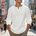 thumbnail image 4 of KHONTS Men's Henley Long Sleeve Shirts Waffle Button up T-Shirt Lightweight Thermal Undershirts White XL, 4 of 9