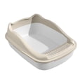 thumbnail image 2 of Caja de arena para gatos con tapa abierta, accesorios para jaula de arena, caja de arena para inodoro, recipiente profundo, inodoro para ir al baño, , Crema 15X12X Crema 15X12X6in, 2 of 10