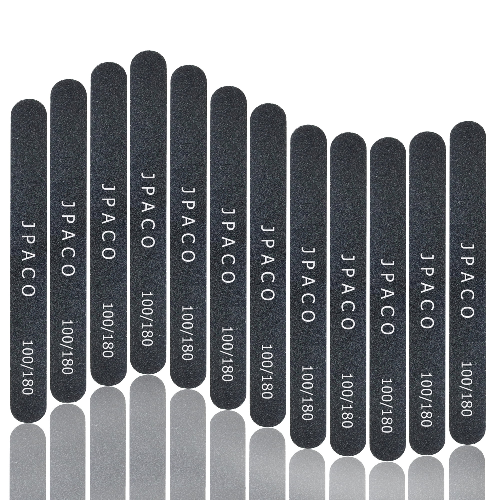 Professional Nail Files 100/180 Grit (Black) Salon Emory Board, 12