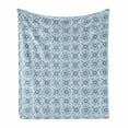 thumbnail image 1 of Blue and White Soft Flannel Fleece Blanket, Dutch Tile Design with Large Flowers and Detailed Petals Antique Ethnic, Cozy Plush for Indoor and Outdoor Use, 70" x 90", Blue and White, by Ambesonne, 1 of 6