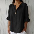 thumbnail image 4 of Tsesme Ruffle 3/4 Sleeve Tops for Women, V-Neck Button Pullover Loose Shirt, Lightweight Summer Causal Fashion T-Shirt XXL, 4 of 6