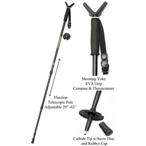 Hammers Walking Hiking Shooting Stick Monopod with V Yoke Mount