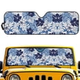 thumbnail image 4 of Uorisanigo Windshield Sun Shade Compatible with 2018-2025 Jeep Wrangler JL & 2/4 Door 4XE & 2020-2025 Jeep Gladiator JT 16.14"x52.95" Front Window Sun Shade for Accessories (Blue Hibiscus Flowers), 4 of 7