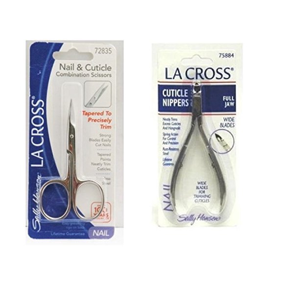 Sally Hansen LA Cross Nail & Cuticle Combination Scissors 72835 + Cuticle Nippers Wide Blade 75884