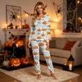 thumbnail image 2 of RMGVDSD Womens Pajama Sets Halloween Print Ladies Pajamas Long Sleeve Top and Long Pants Cozy Sleepwear 2 Piece Loungewear Nightwear Fall Outfits, 2 of 4
