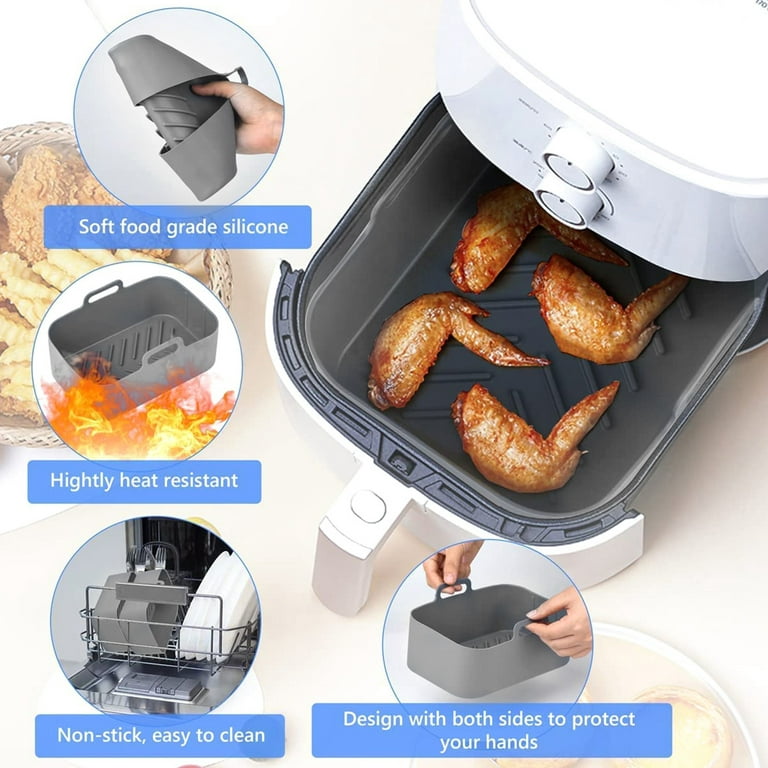 Double Basket Air Fryers Liners Air Fryer Liners For Ninja Dual Silicone Air  Fryer Accessories For Ninja Foodi No Stick Square Mat Kitchen Dual Air Fryer  Baking Steamer Reusable Air Fryer Accessories 