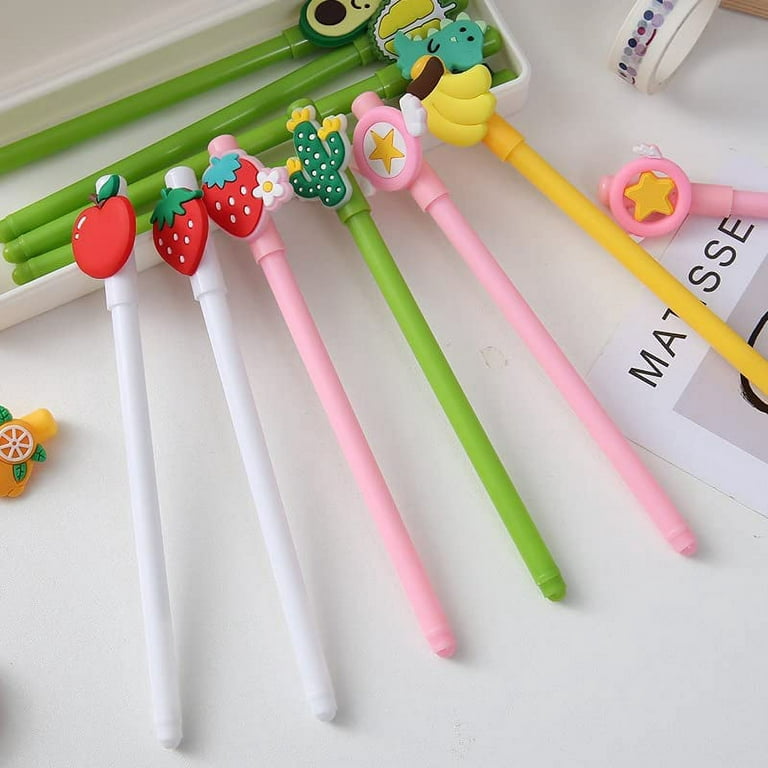 Strawberry Pens, Orange Pens, Fruit Pens, Novelty Pens, Cute Korean Pens,  Japanese Kawaii Pens, Silicone Pens 