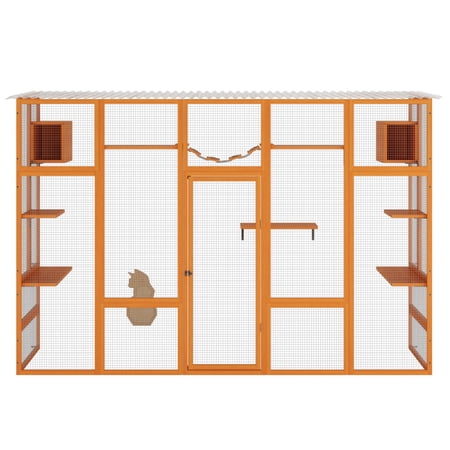 Wooden Cat Enclosure Jumping Platforms Cat Condos Cat Bridge Orange Design