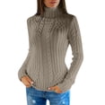 thumbnail image 1 of Chandails pour Femmes Tendance Coupe Ajustée Couleur Unie Chandail à Col Roulé Manches Longues Tricot Mode d'Automne, 1 of 5