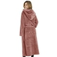 thumbnail image 5 of Women’s Long Fuzzy Hoodie Robe and Short Plush Hooded Bathrobe, Cozy and Warm Dusty Pink One Size, 5 of 7