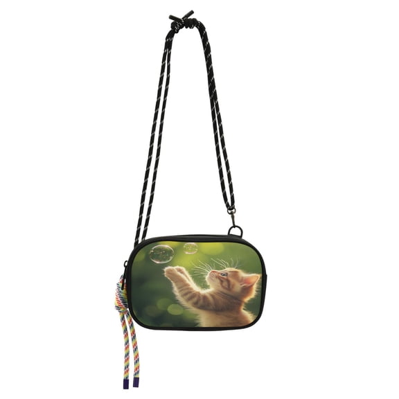 Stylish Crossbody Phone Bag Purse Handbags Adjustable Strap, Compact Design for Essentials Cat and Bubbles