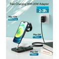 thumbnail image 3 of 3 in 1 Wireless Charger, 20W Fast Charger Pad Stand Charging Station Dock for iWatch Series SE 8/7/6/5/4/3, for iPhone 15/14/13/12 /11/Pro Max/12 Mini /XR, for Airpods Pro/3/2 (With Adapter), 3 of 8