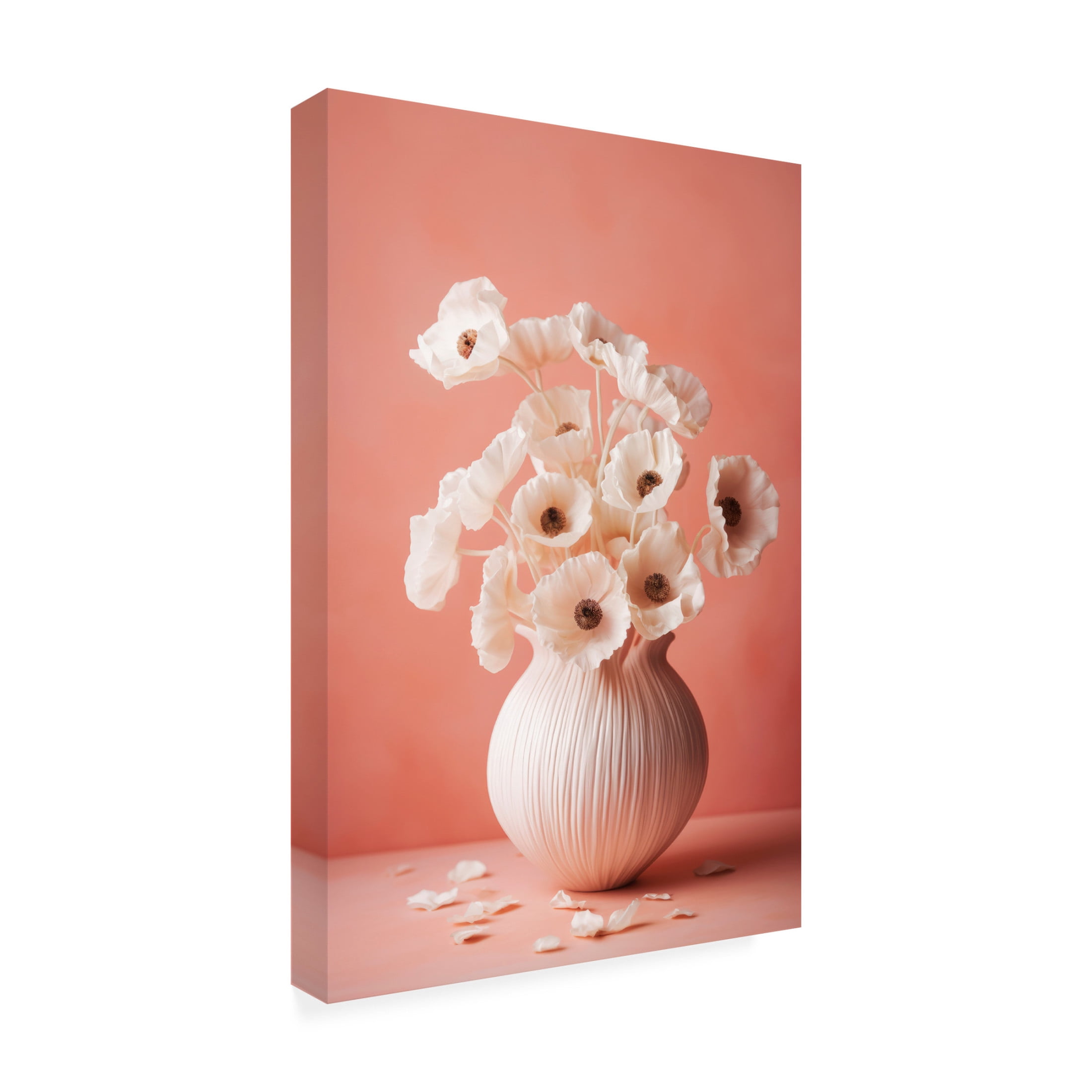 Trademark Fine Art Treechild  White Poppy On Coral Background Canvas Wall Art
