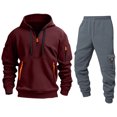 thumbnail image 3 of MLQIDK Mens Big and Tall Workout Gym 2 Piece Set Winter Track Suits Fleece Hoodie and Cargo Sweatpants Sport Tracksuits Athletic Jogging Suit Lounge Outfit Light Gray S, 3 of 5