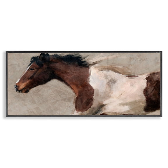 Stupell Industries Rustic Lodge Dashing Brown Horse Black Framed Giclee Art, 24 x 10, by Nina Blue