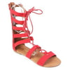Women High Top Strappy Gladiator Sandals Flats Sandals Lace Up Shoes