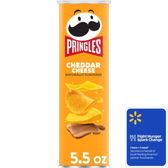 Pringles Cheddar Cheese Potato Crisps Chips, Lunch Snacks, 5.5 oz Canister