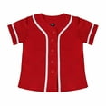 thumbnail image 6 of TOPTIE Boys Baseball Jersey, Kids Button Down Jersey T-Shirt Softball-Red White-4T, 6 of 8
