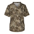 thumbnail image 2 of Domuza Scrub Tops Men Plus Size Short Sleeve V-Neck Medical Workwear Camo Print Stretch T Shirts Comfort Soft Nursing Tops with Pockets Light Brown XXXXL, 2 of 4