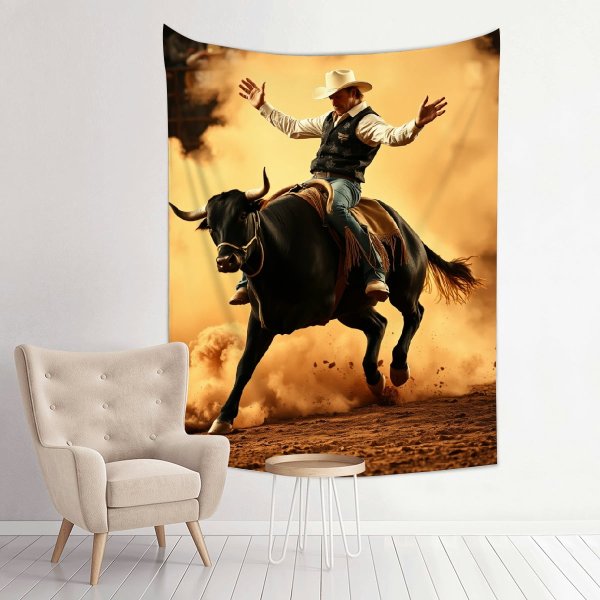 Western Tapestry, Wild West Themed Cowboy Hat and Old Ranching