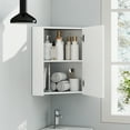 thumbnail image 2 of Giantex 23.5" Corner Medicine Cabinet with Mirror, Wall Mounted Bathroom Cabinet for Small Spaces,White, 2 of 9