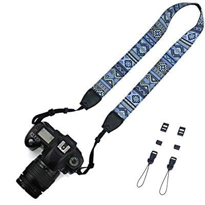 Dslr Padded Shoulder Strap Elvam Camera Neck Shoulder Strap Belt for Nikon / Canon / Sony / Olympus / Pentax / Mini 8 / Mini 7s / Mini 25 / Mini 50s / Mini 90 / DSLR / SLR / DC / Fujifilm Instax Camera - Pattern Striped ()