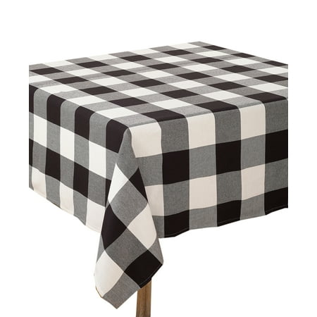 

Fennco Styles Buffalo Check Plaid Design Cotton Tablecloth (70 Square Tablecloth Black)