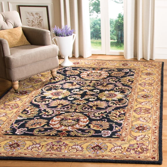 Safavieh Golden Jaipur Tarek Floral Wool Area Rug, Navy/Gold, 6' x 9'