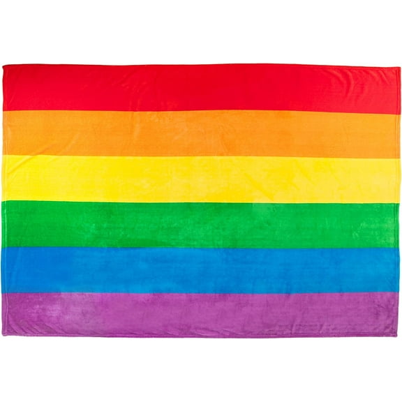 60" x 80" Rainbow Striped Plush Throw Blanket – Soft, Cozy, and Oversized